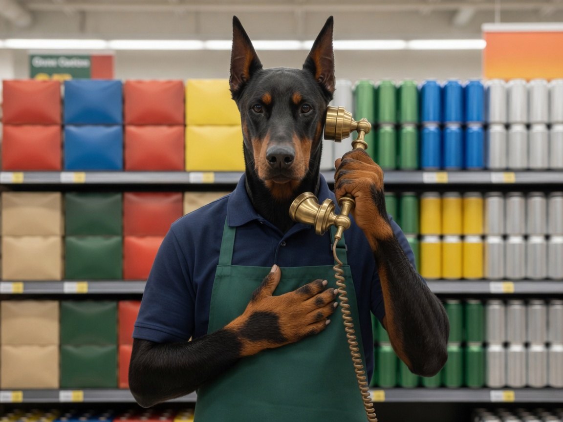 Dashmann on a telephone in a grocery aisle